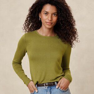 Banana Republic Soft Luxe Long Sleeve Shirt Dark Palm / Olive Green S